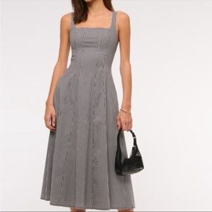 Abercrombie & Fitch Mila Stretch Midi Dress Women Medium in Black Gingha